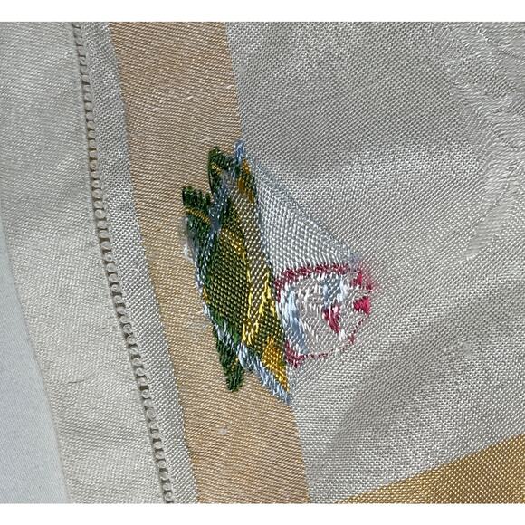 Vintage Set 8 Linen Napkins Cream w/ Yellow Boarder Embroidered Red Rose 14x13 - Picture 6 of 12